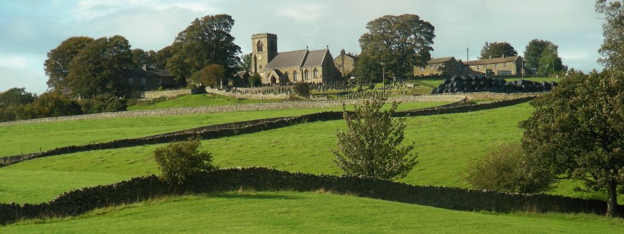 Middlesmoor stone church, Nidderdale Valley.