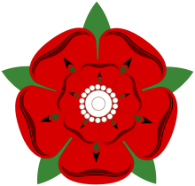 The traditional emblem for the House of Lancaster is a red rose, the red rose of Lancaster, similar to that of the House of York, which is a white rose. 